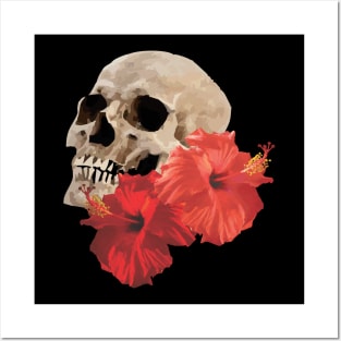 Skull and Hibiscus Posters and Art